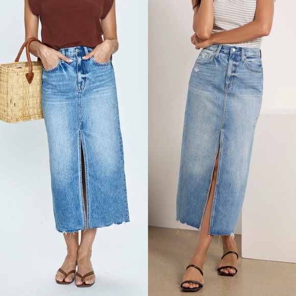 Evereve Pistola Alice Midi Portrait Vintage Denim Skirt